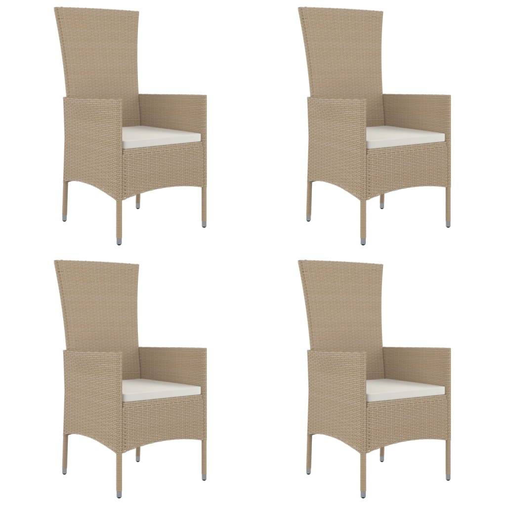 Lot de 4 Fauteuils de Jardin Résine Tressée et Bois pour Repas en Extérieur Beige – ComfortXL Outdoor Living - Image 2
