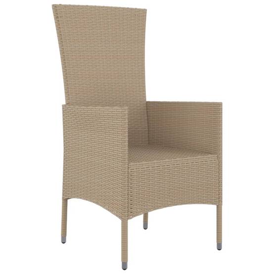 Lot de 4 Fauteuils de Jardin Résine Tressée et Bois pour Repas en Extérieur Beige – ComfortXL Outdoor Living - Image 4