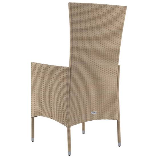 Lot de 4 Fauteuils de Jardin Résine Tressée et Bois pour Repas en Extérieur Beige – ComfortXL Outdoor Living - Image 7