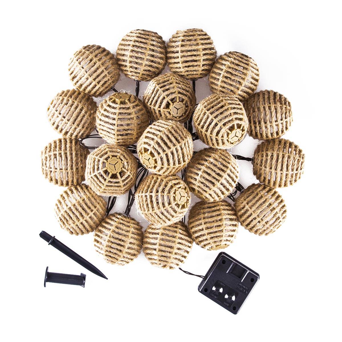 Autre - Guirlande lumineuse solaire 20 ampoules LED en corde - Cémonjardin - Image 1