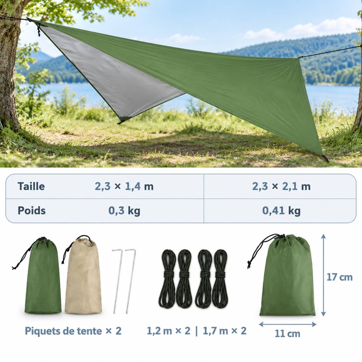Tente Bivouac Imperméable Antiviolet Multifonction Randonnée Camping - Image 2