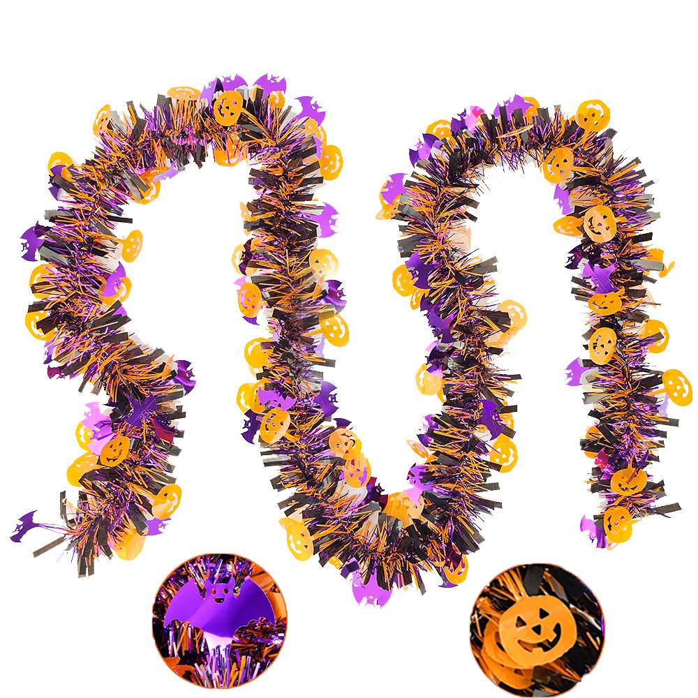 8 bandes décoratives colorées pour Halloween, chauves-souris + citrouilles, guirlande de guirlandes, adaptées au sapin de Noël, à la fête - Image 1