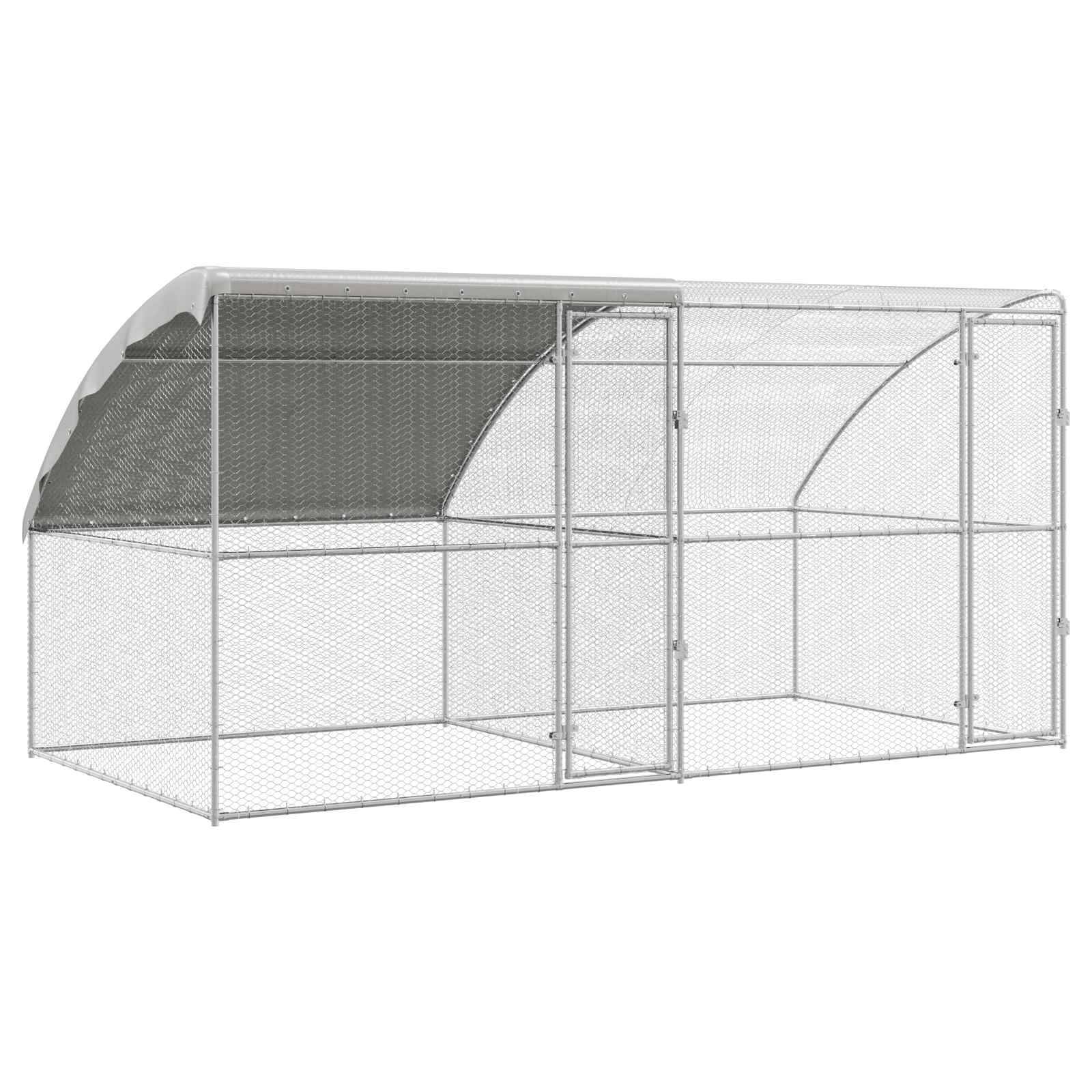 Vidaxl - Cage à poules avec 2 portes 2 pièces Argenté 400x200x200cm vidaXL 3381107 - Image 2