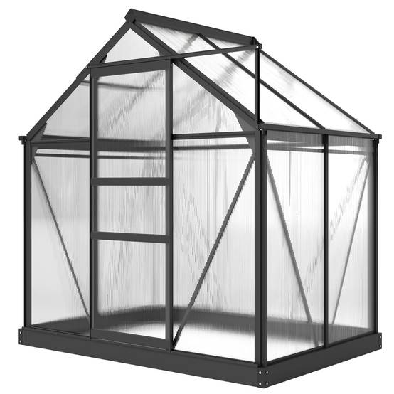 Serre de jardin en aluminium et polycarbonate pour potager porte coulissante 190x132x201 cm Gris - ComfortXL Outdoor Living - Image 2