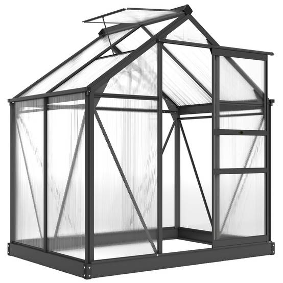 Serre de jardin en aluminium et polycarbonate pour potager porte coulissante 190x132x201 cm Gris - ComfortXL Outdoor Living - Image 1