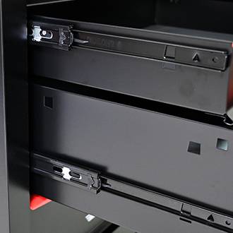 Servante d'atelier Acier Garage 7 Tiroirs Verrouillable Sur Roulettes Noir/Rouge - ComfortXL Outdoor Living - Image 8