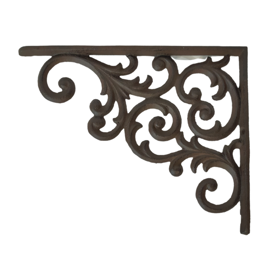 Équerre murale étagère vintage ancienne fonte marron 24 x 20 cm Chemin de campagne - Image 1