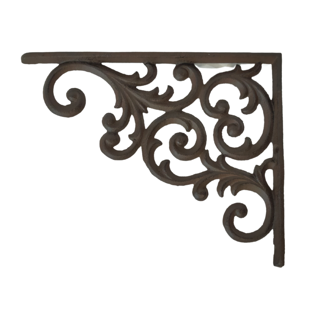 Équerre murale étagère vintage ancienne fonte marron 24 x 20 cm Chemin de campagne - Image 1