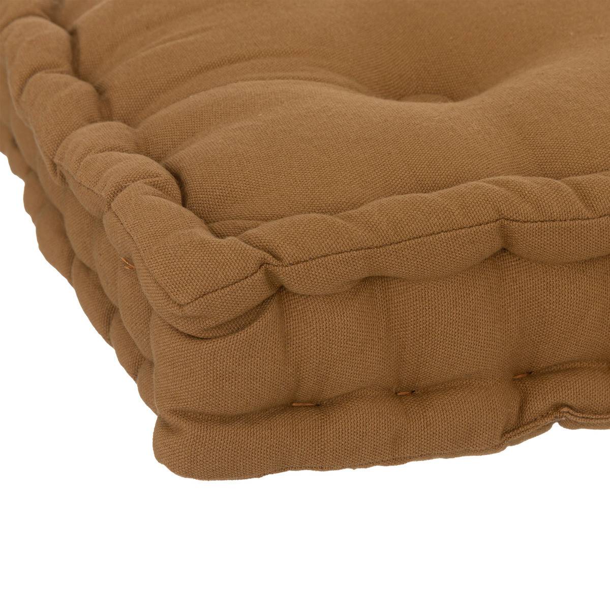 Coussin de Sol  en Coton Marron Cannelle 40 x 40 cm - Image 2