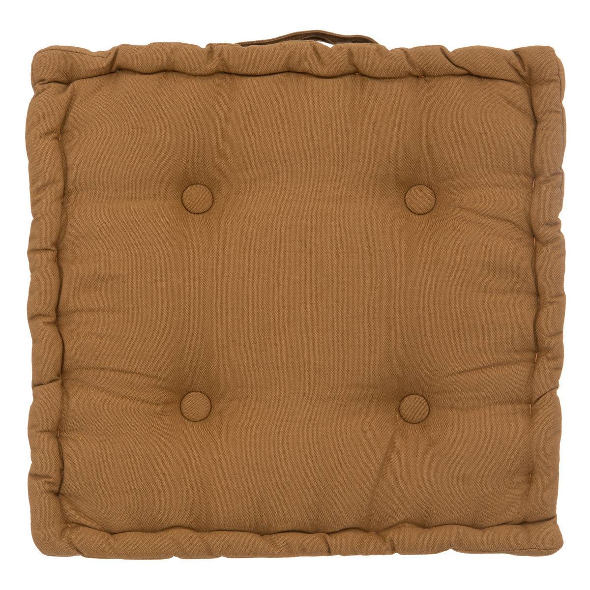 Coussin de Sol  en Coton Marron Cannelle 40 x 40 cm - Image 1