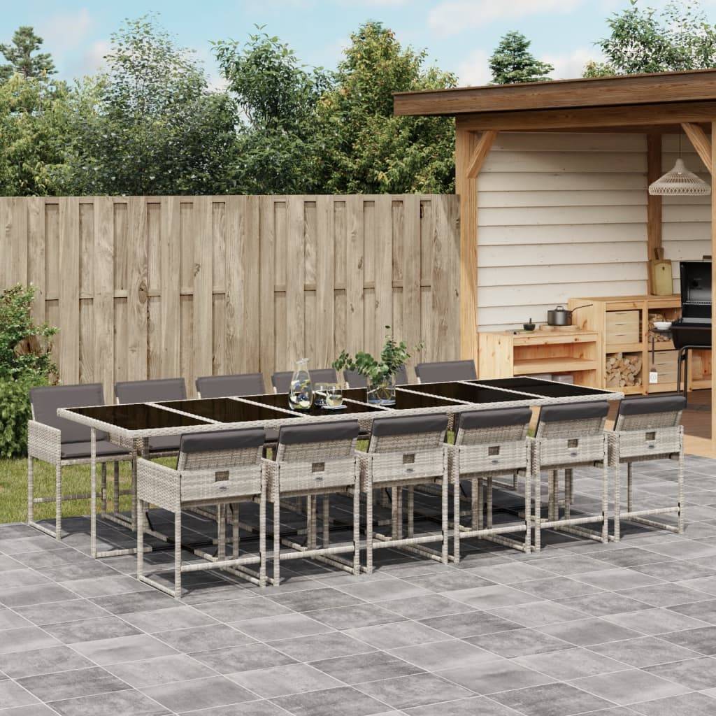 Salon de Jardin XXL 12 Places Gris Clair Résine Tressée Encastrable, Table Extensible 330cm – ComfortXL Outdoor Living - Image 1