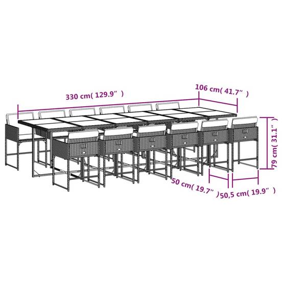 Salon de Jardin XXL 12 Places Gris Clair Résine Tressée Encastrable, Table Extensible 330cm – ComfortXL Outdoor Living - Image 9