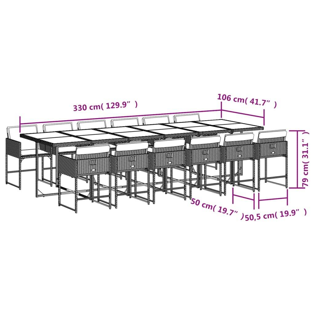 Salon de Jardin XXL 12 Places Gris Clair Résine Tressée Encastrable, Table Extensible 330cm – ComfortXL Outdoor Living - Image 9