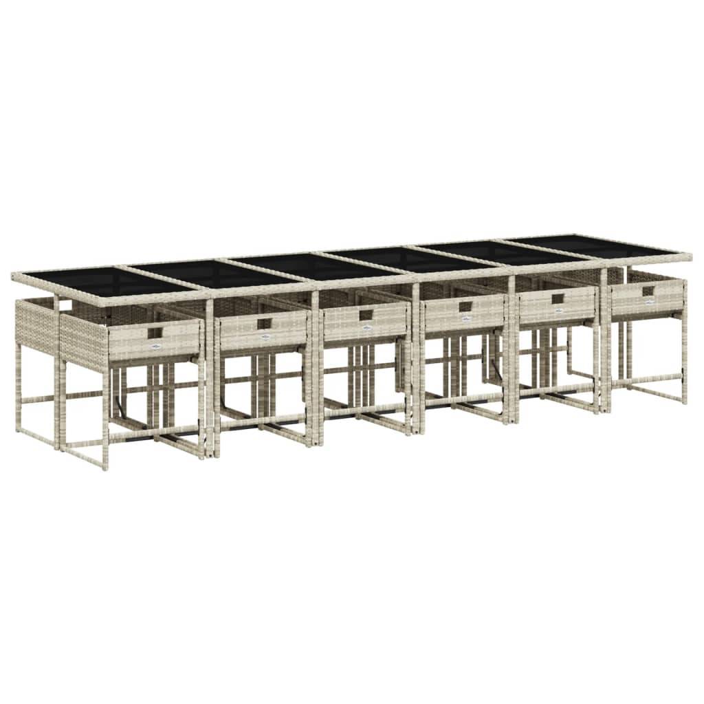 Salon de Jardin XXL 12 Places Gris Clair Résine Tressée Encastrable, Table Extensible 330cm – ComfortXL Outdoor Living - Image 3