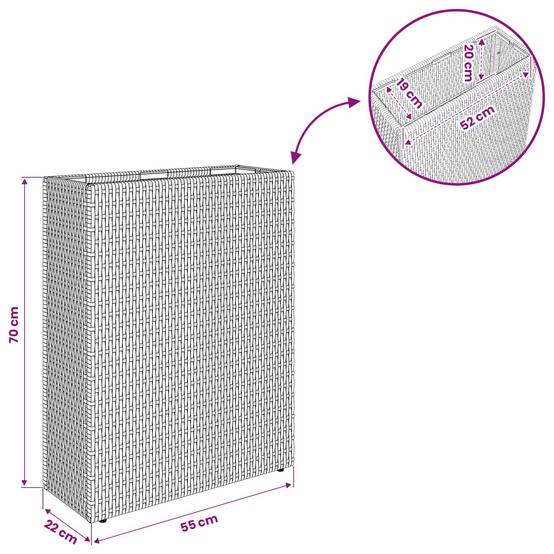 Cache-pot polyrotin noir 55 x 22 x 70 cm, Poids:5kg - PANGIVO - Image 9