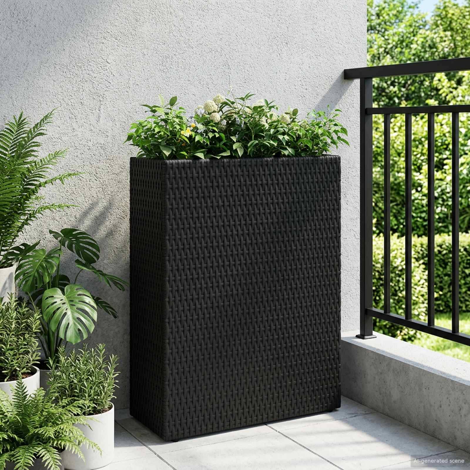 Cache-pot polyrotin noir 55 x 22 x 70 cm, Poids:5kg - PANGIVO - Image 1