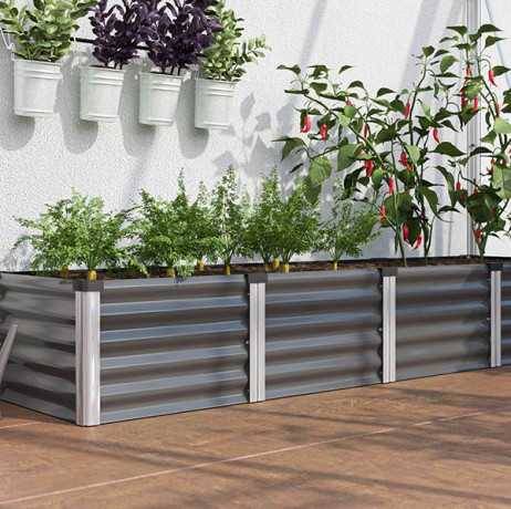 Vitavia - Carré potager Linus IN-OUT L – grand bac en acier Zincalume, Couleur Vert/Aluminium - Image 2