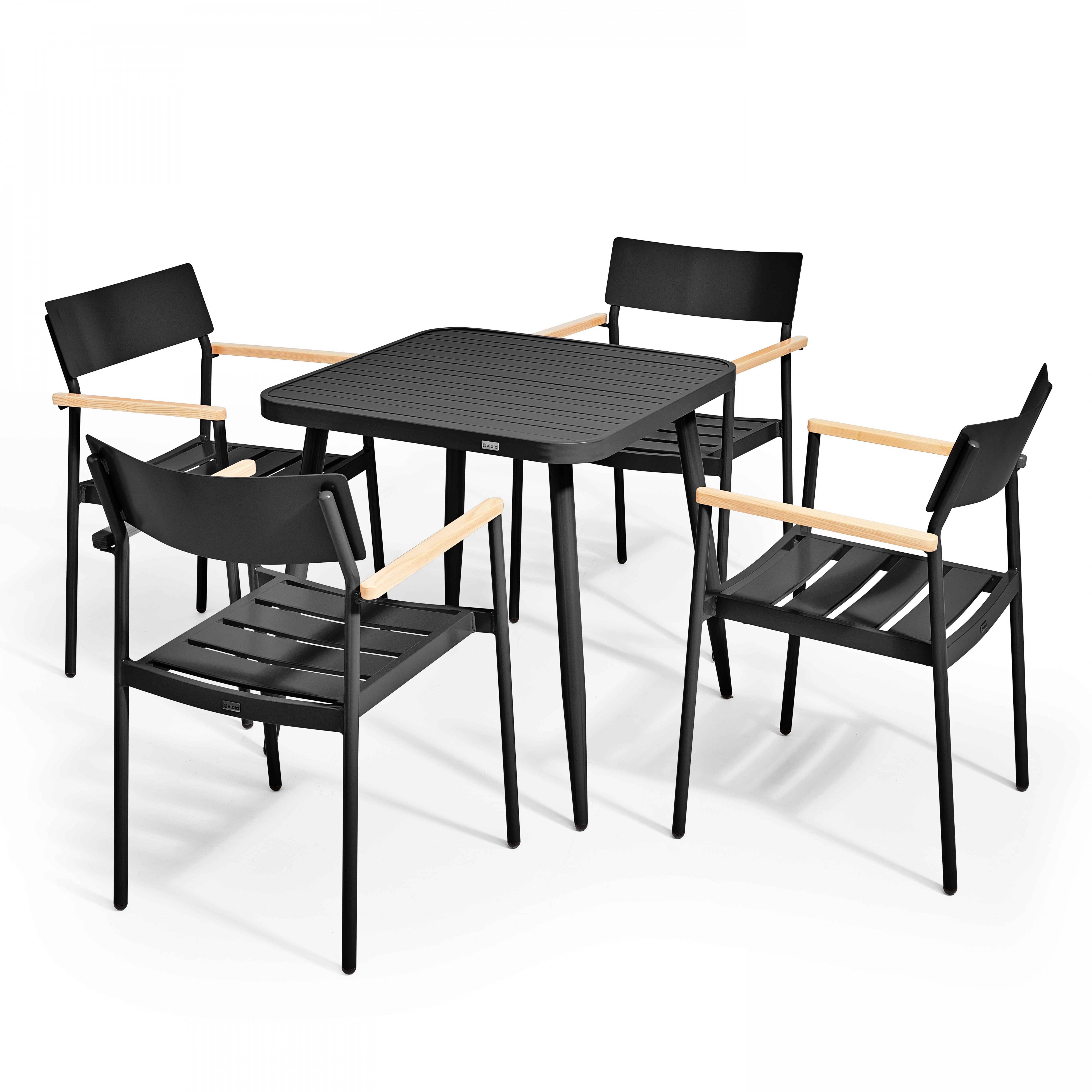 Oviala - Table de jardin carrée en aluminium noir Bristol - Oviala - Image 5