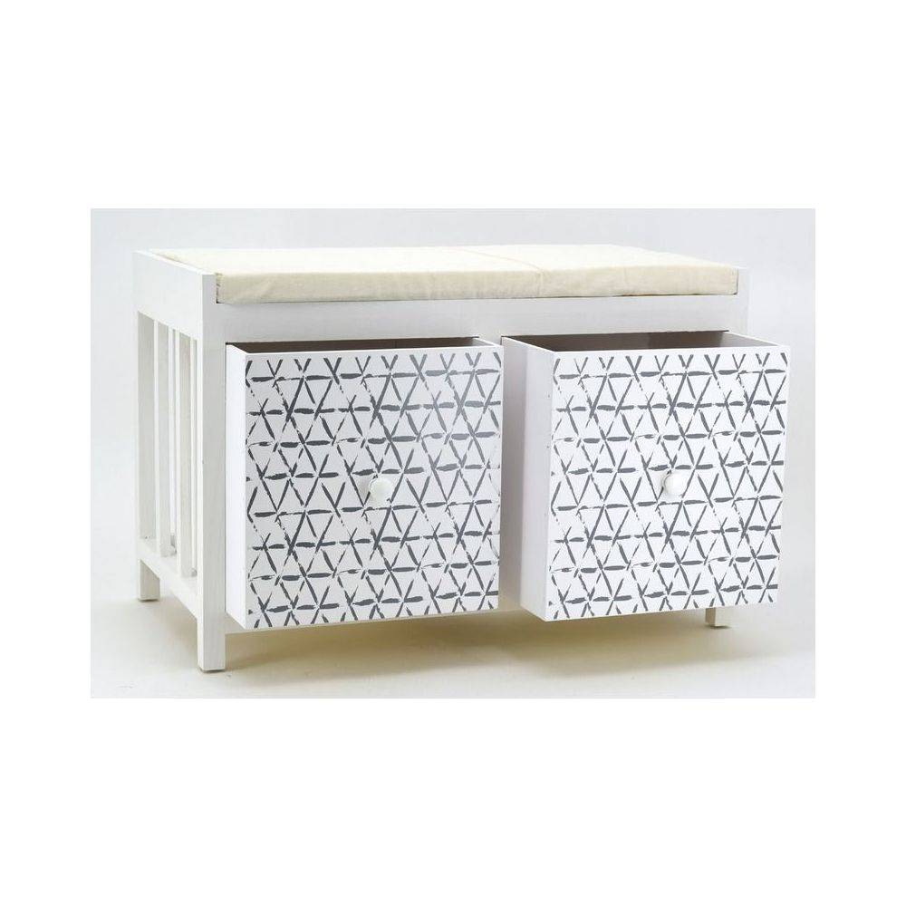 Aubry Gaspard - Banc en paulownia laqué blanc avec tiroirs Graphic - Image 3