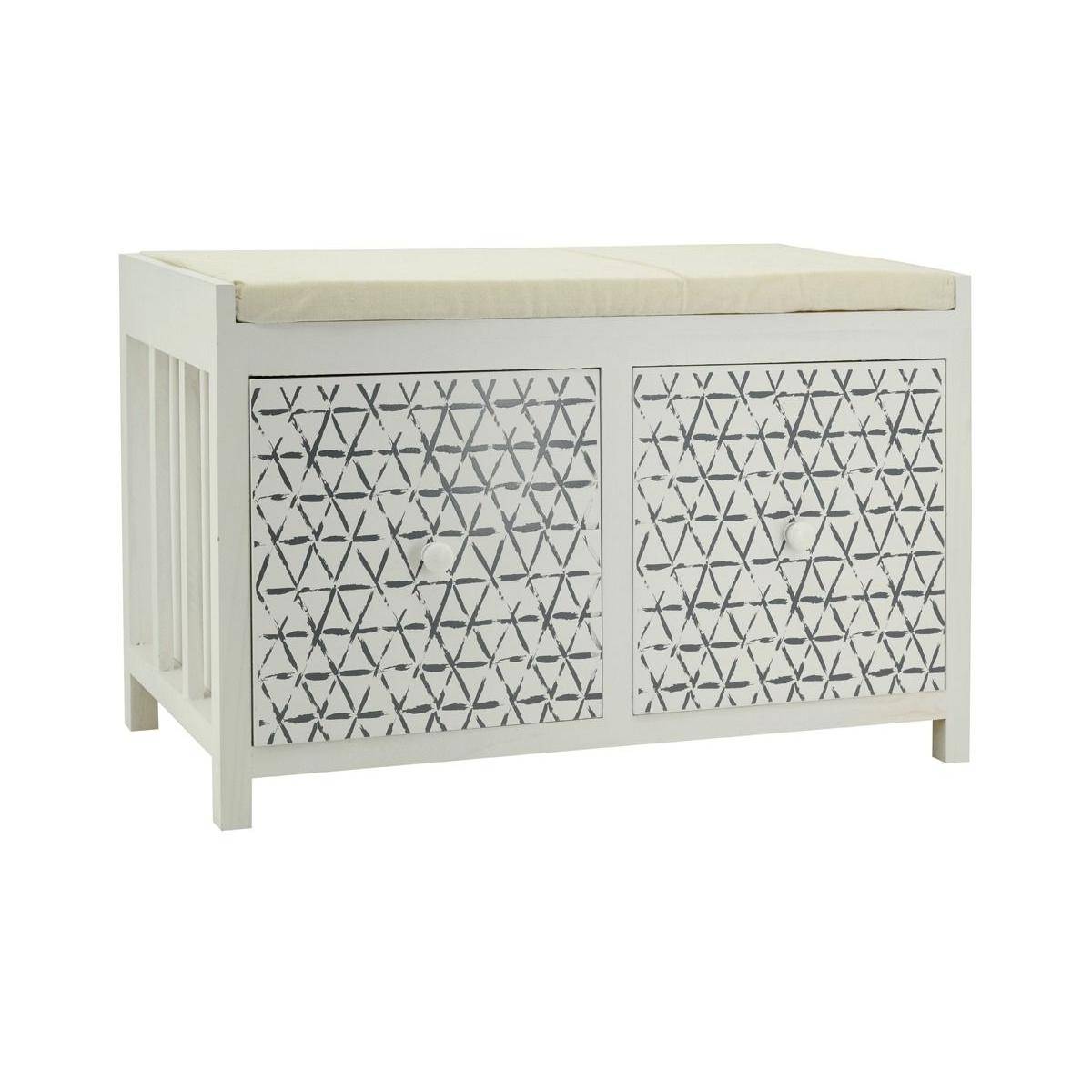 Aubry Gaspard - Banc en paulownia laqué blanc avec tiroirs Graphic - Image 1