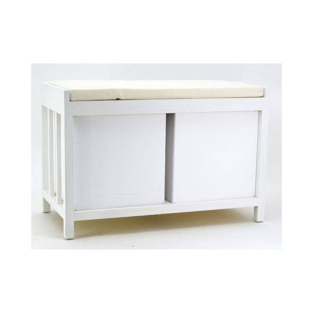 Aubry Gaspard - Banc en paulownia laqué blanc avec tiroirs Graphic - Image 4