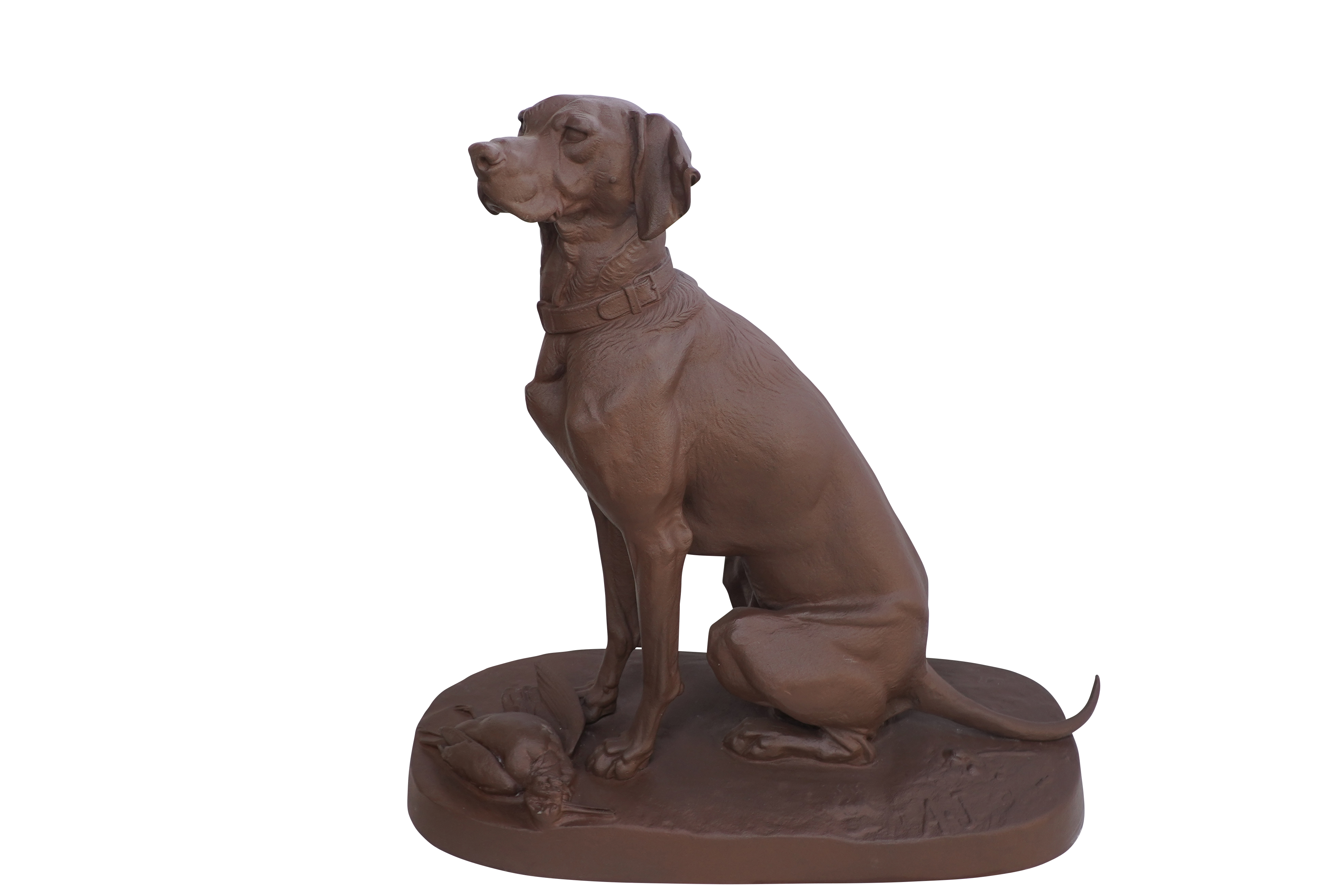 Statue en fonte, chien à la bécasse Dommartin brun antique - Image 3