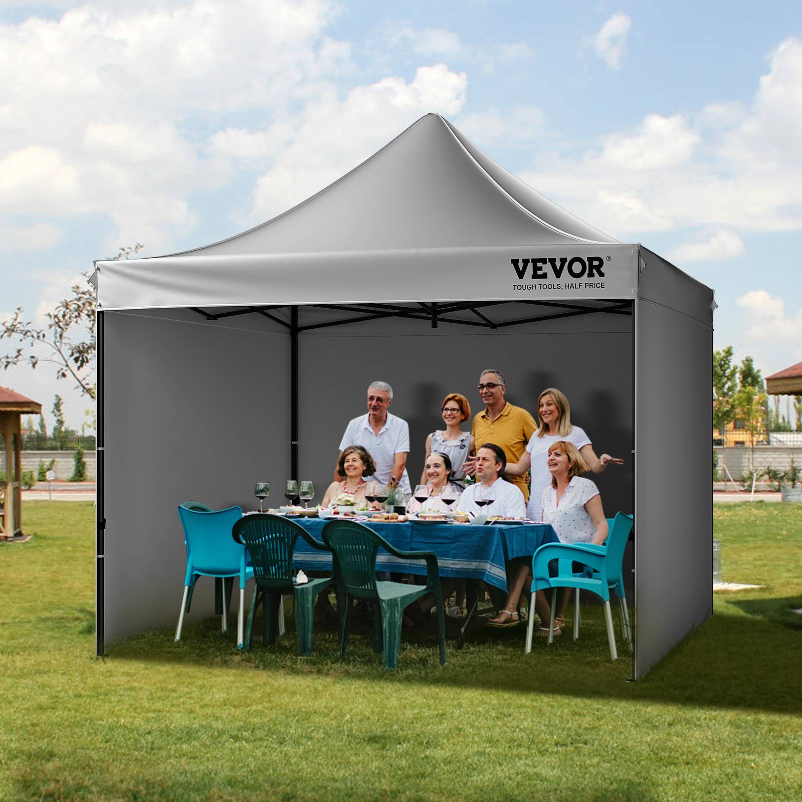 Vevor - VEVOR Tonnelle pop-up 3x3m, parois latérales amovibles, résistante UV/pluie, sac à roulettes, gris foncé. - Image 8
