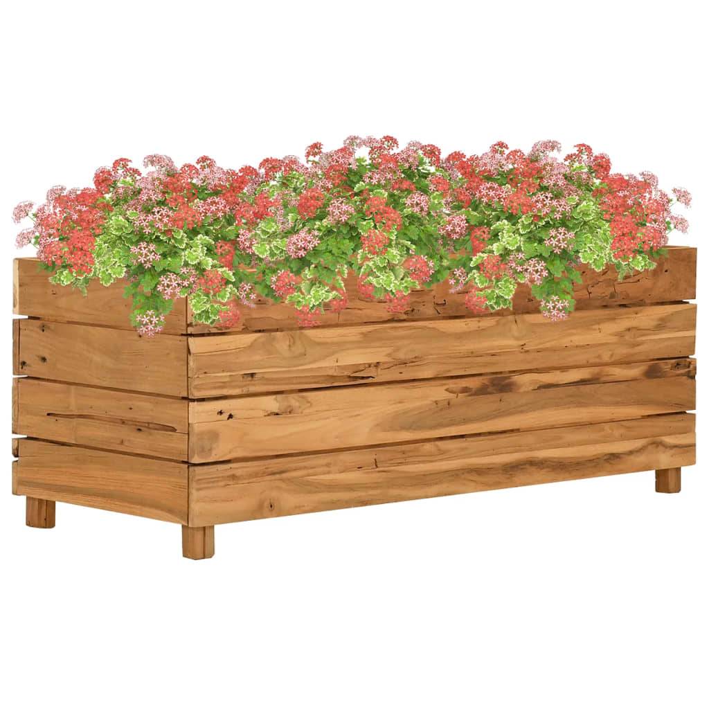 Vidaxl - Lit surélevé 100x40x38 cm bois de teck recyclé et acier vidaXL 47422 - Image 1