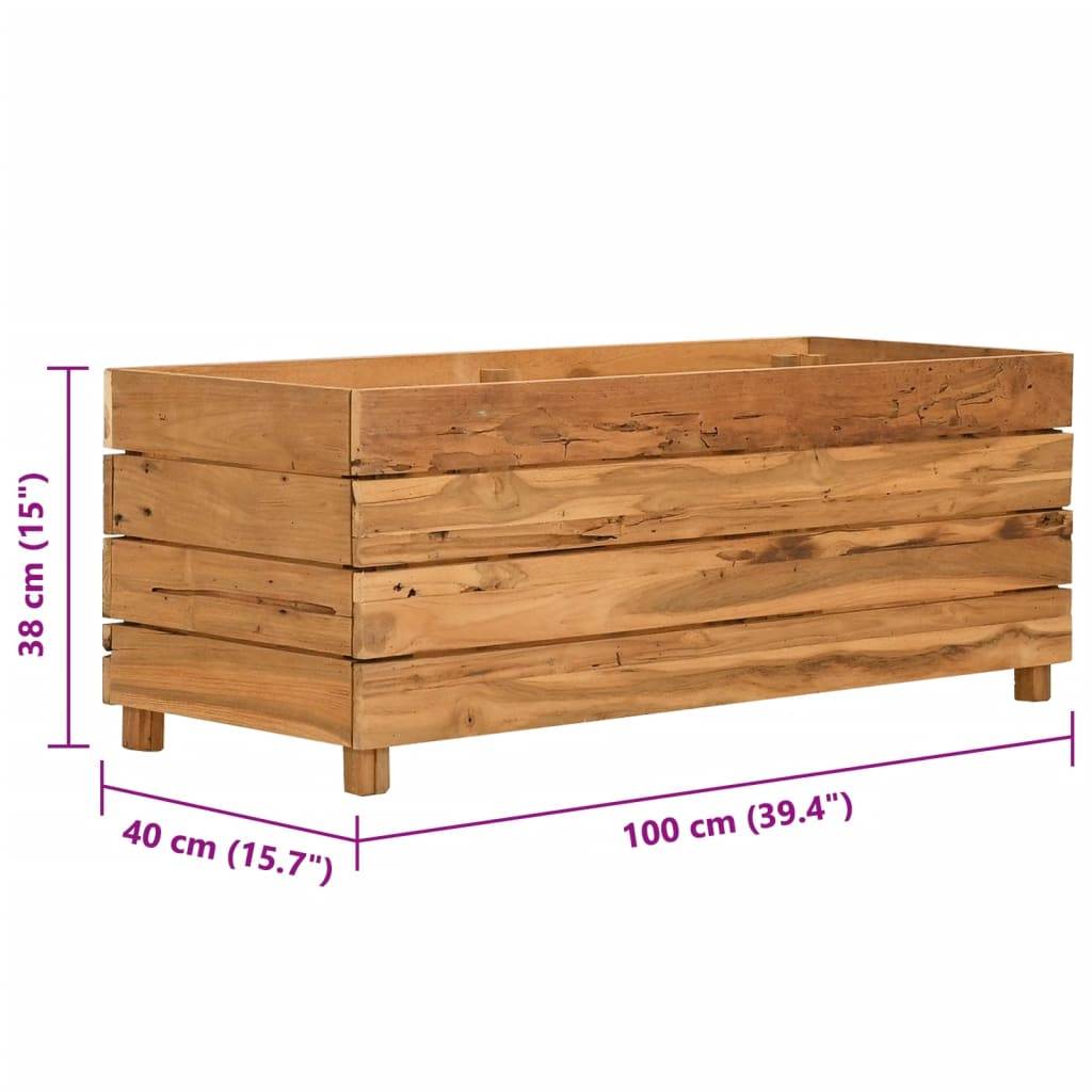 Vidaxl - Lit surélevé 100x40x38 cm bois de teck recyclé et acier vidaXL 47422 - Image 3