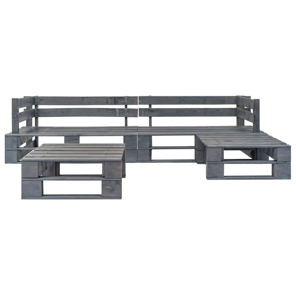 Salon de jardin palette 4 pcs | Mobilier d'extérieur Bois Gris Maison Chic - Image 1
