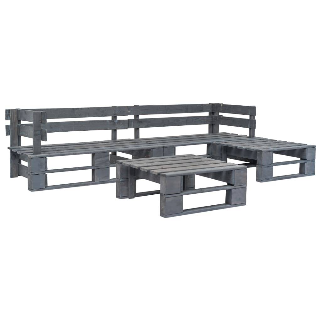 Salon de jardin palette 4 pcs | Mobilier d'extérieur Bois Gris Maison Chic - Image 2