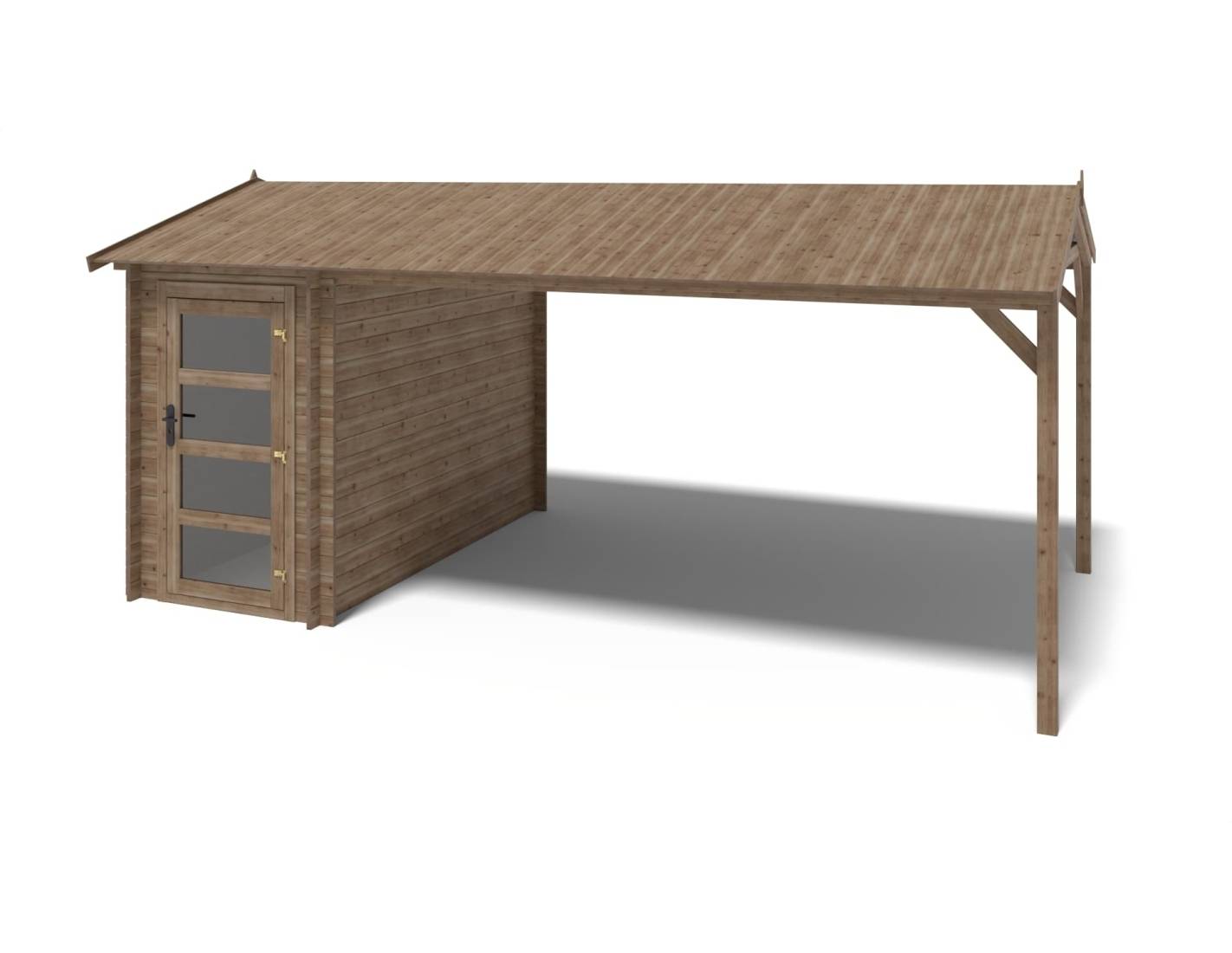 Altanka - Abri de jardin en bois - 1.5x3 m avec extension de 4x2.76 m - 15.56 m²- Traité - DOM673+DOS194 - ALTANKA - Image 1