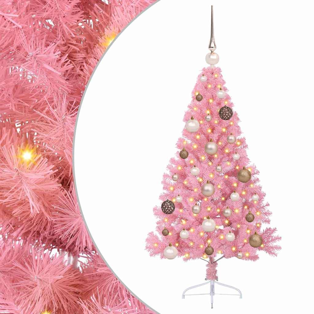 ComfortXL - Petit Sapin de Noël Artificiel Rose 120 cm Prêt à Décorer, 150 LED et Boules Fournies – ComfortXL Outdoor Living - Image 2
