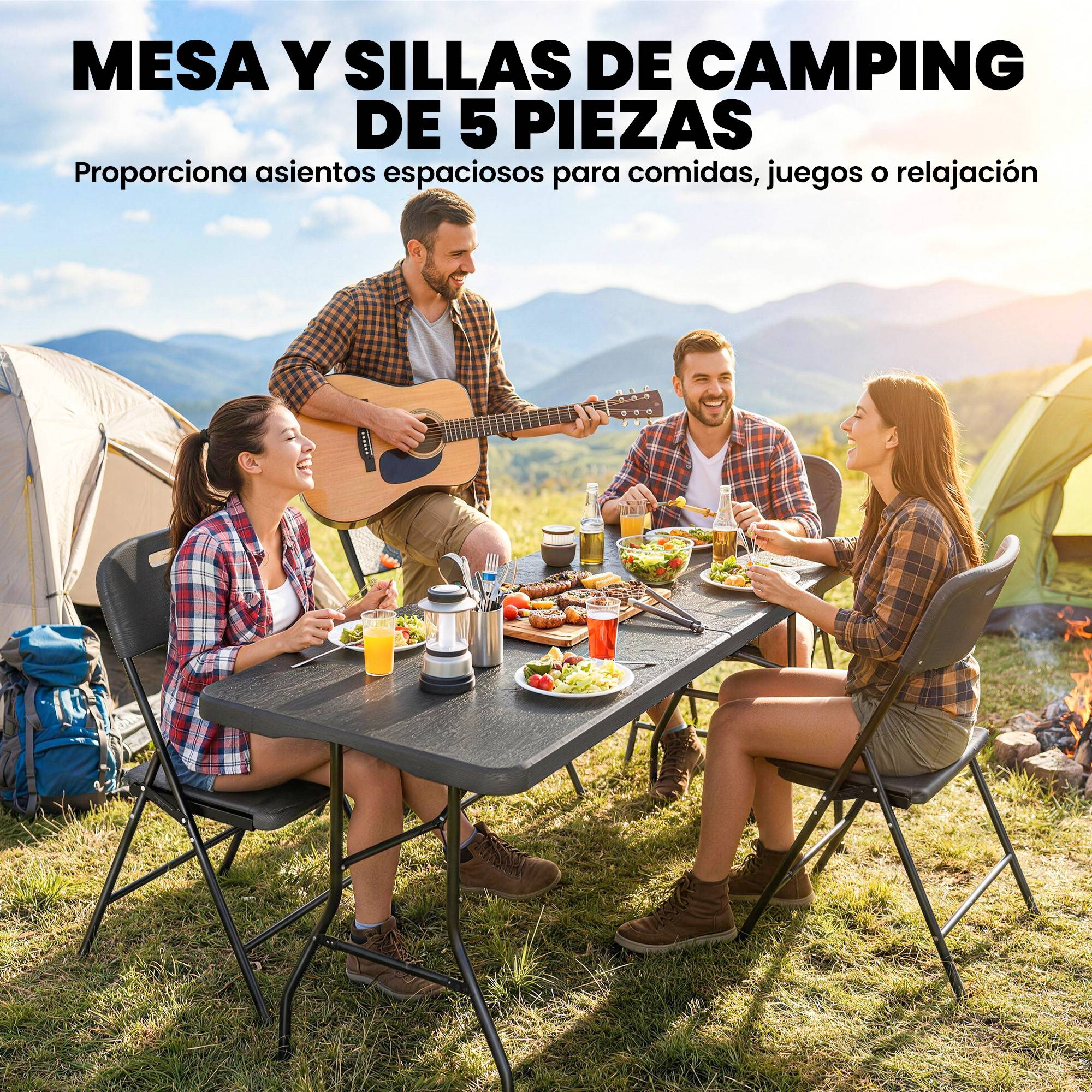 ComfortXL - Ensemble table et chaises camping HDPE métal pour pique-nique pliable valise 180cm - ComfortXL Outdoor Living - Image 6