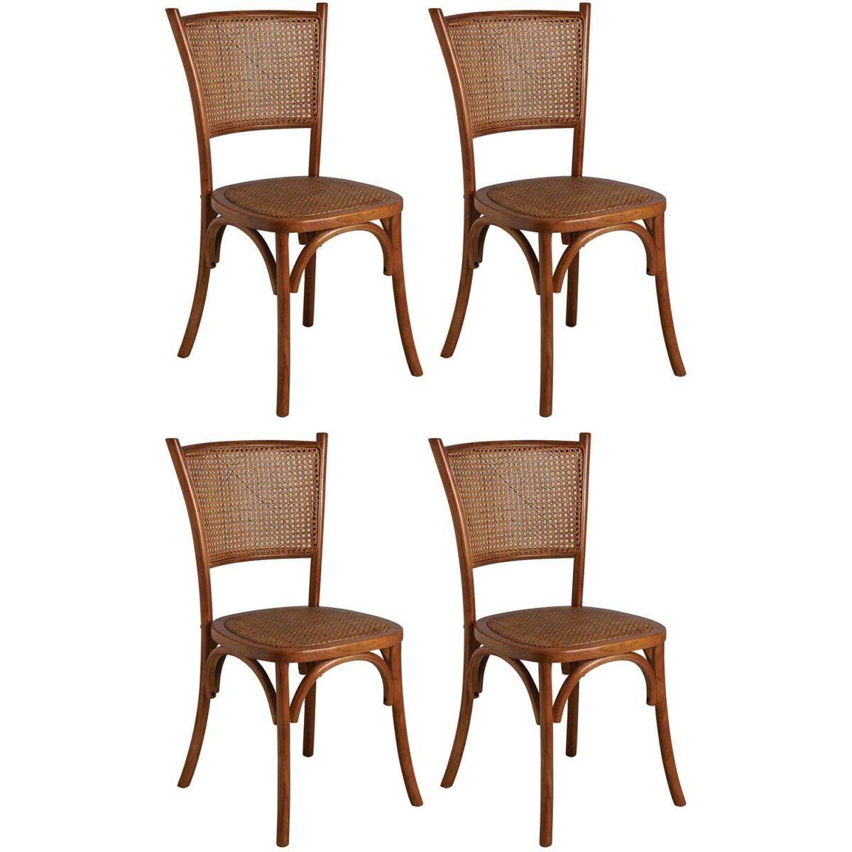 Aubry Gaspard - Chaise en hêtre et rotin, dossier en cannage Lot de 4 - Image 1