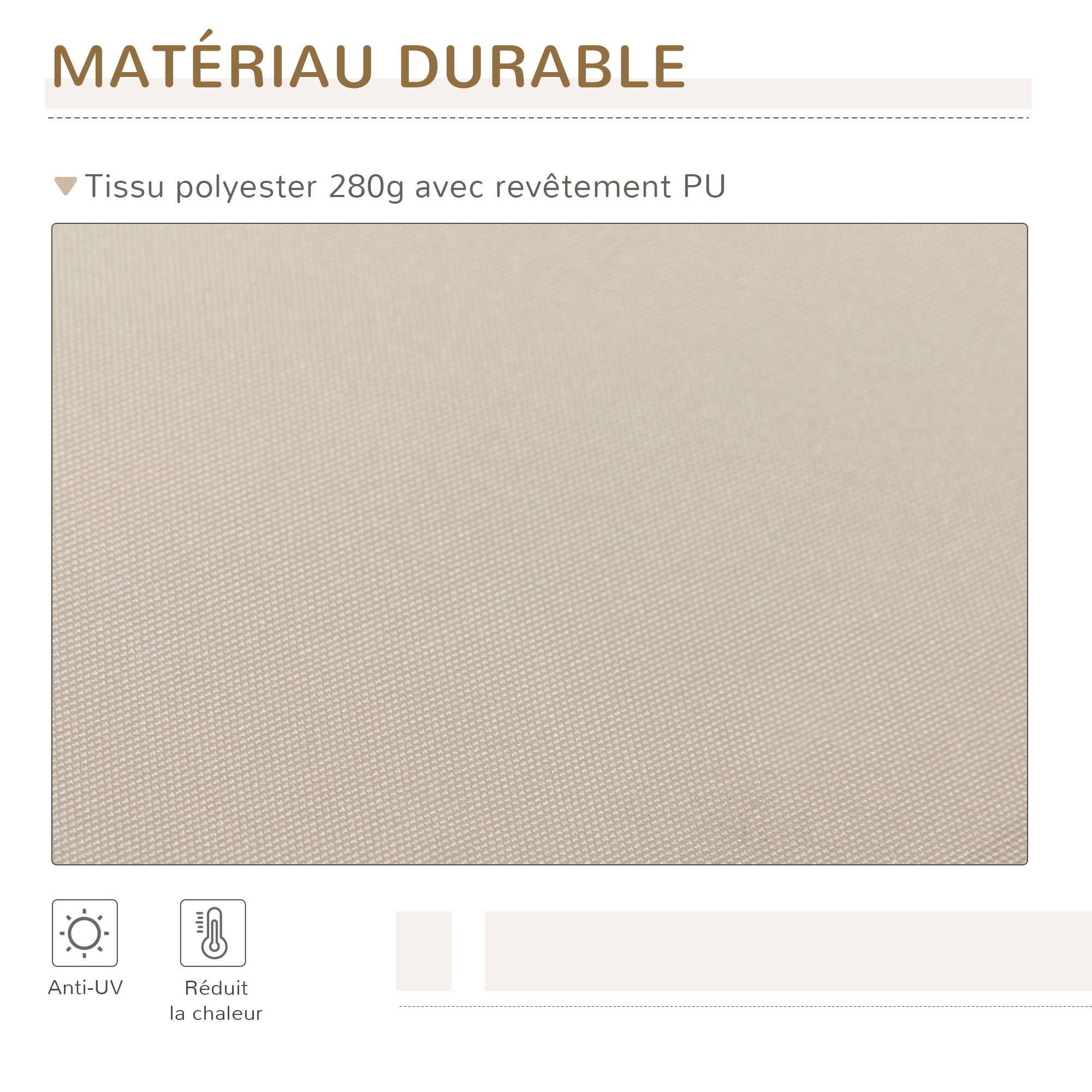 Store banne manuel 395x245 cm,manivelle,angle 45-85°,alu/polyester 280g,UV,beige - Image 6