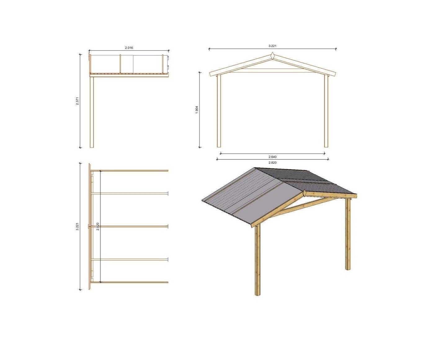Altanka - Abri de jardin en bois - 3x3 m + terrasse avec balustrade et avant-toit en bois - 15 m2 - Traité - DOM427+DOM146+DOM147+POD05 - ALTANKA - Image 3