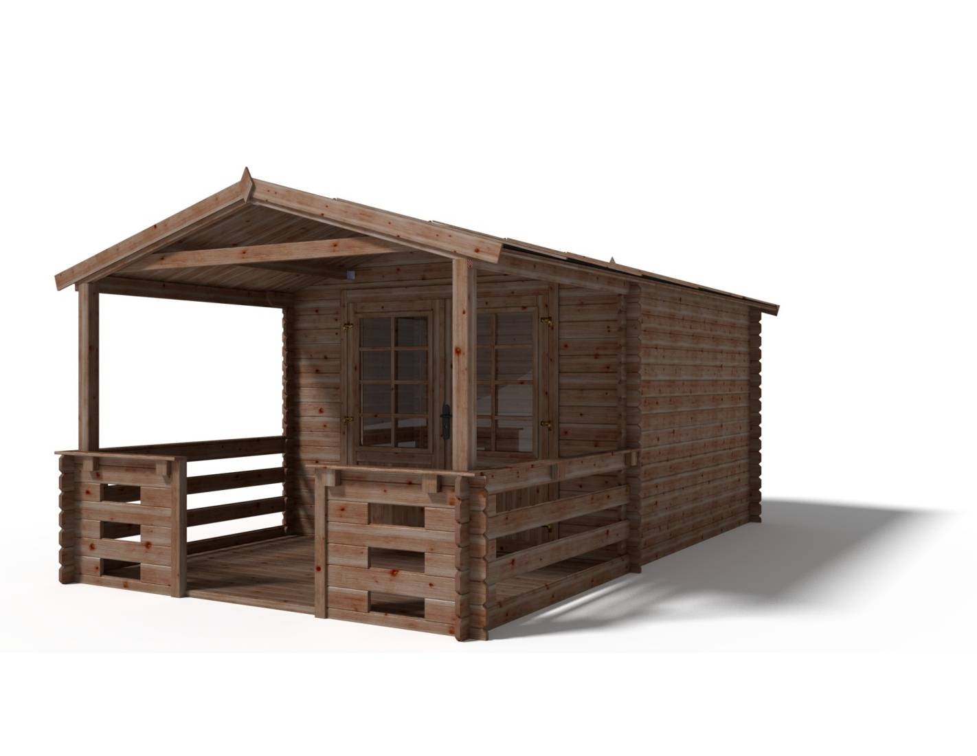 Altanka - Abri de jardin en bois - 3x3 m + terrasse avec balustrade et avant-toit en bois - 15 m2 - Traité - DOM427+DOM146+DOM147+POD05 - ALTANKA - Image 1