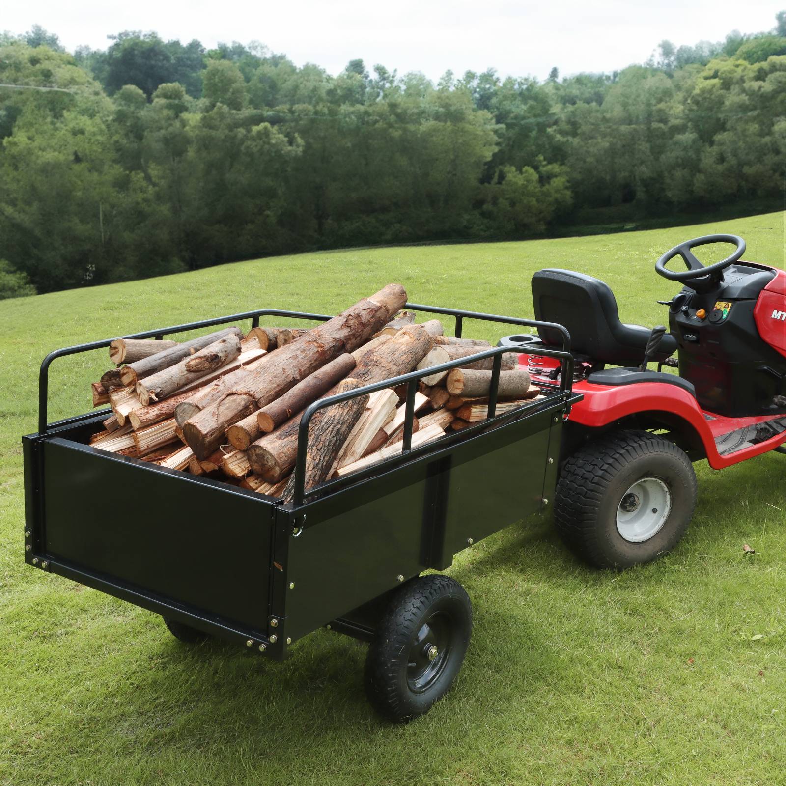 VEVOR Remorque benne basculante 340 kg, côtés amovibles, chariot déversement 0,4 m³, pour tracteur/VTT. - Image 8