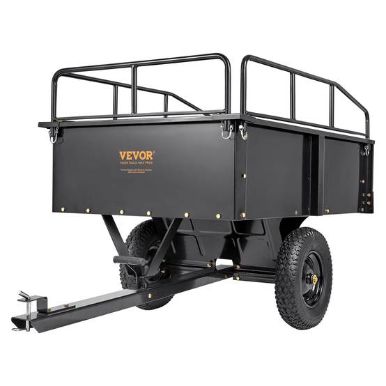 VEVOR Remorque benne basculante 340 kg, côtés amovibles, chariot déversement 0,4 m³, pour tracteur/VTT. - Image 1