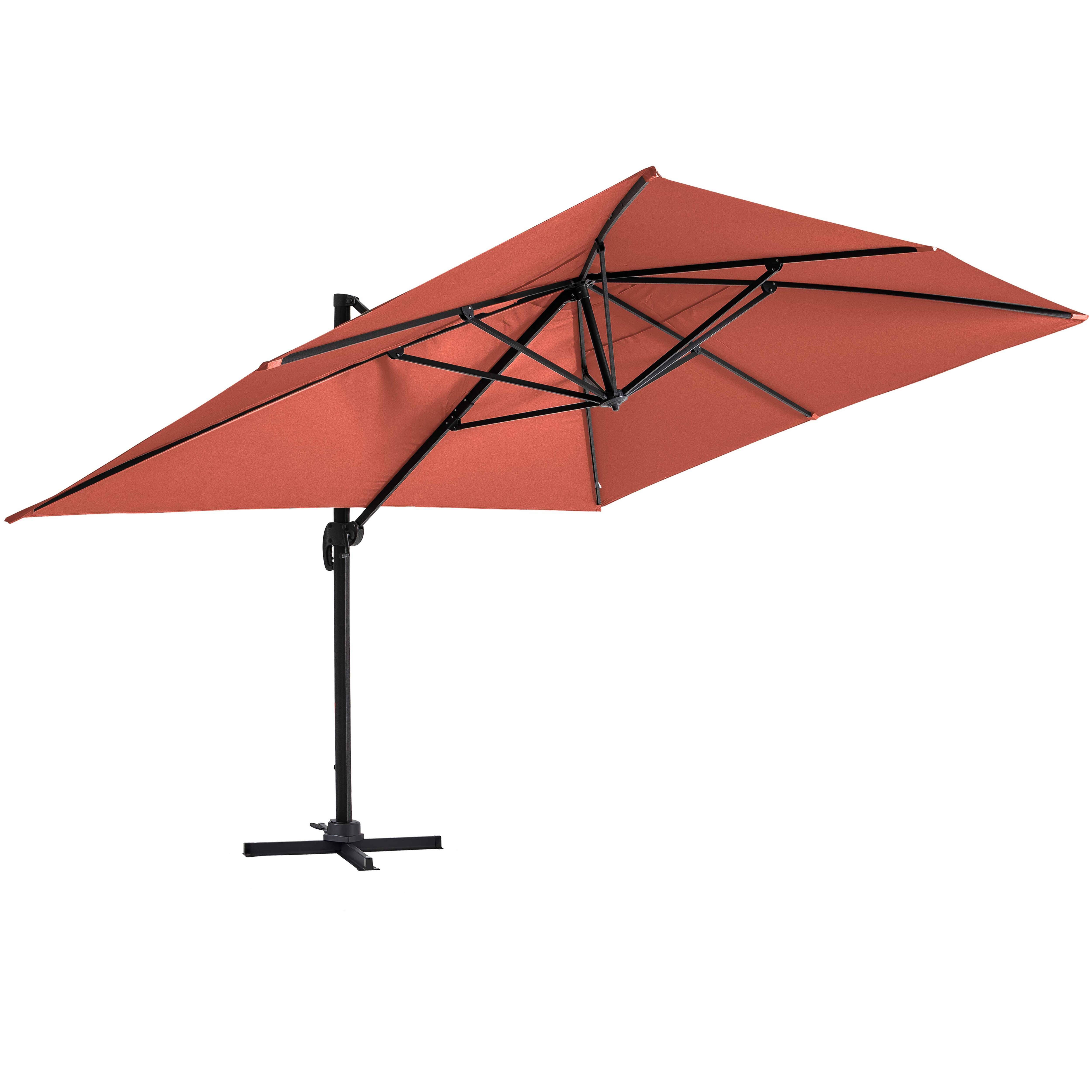 Oviala - Parasol déporté 3x4m inclinable rotatif + 4 dalles lestées terracotta  Caserta - Oviala - Image 3