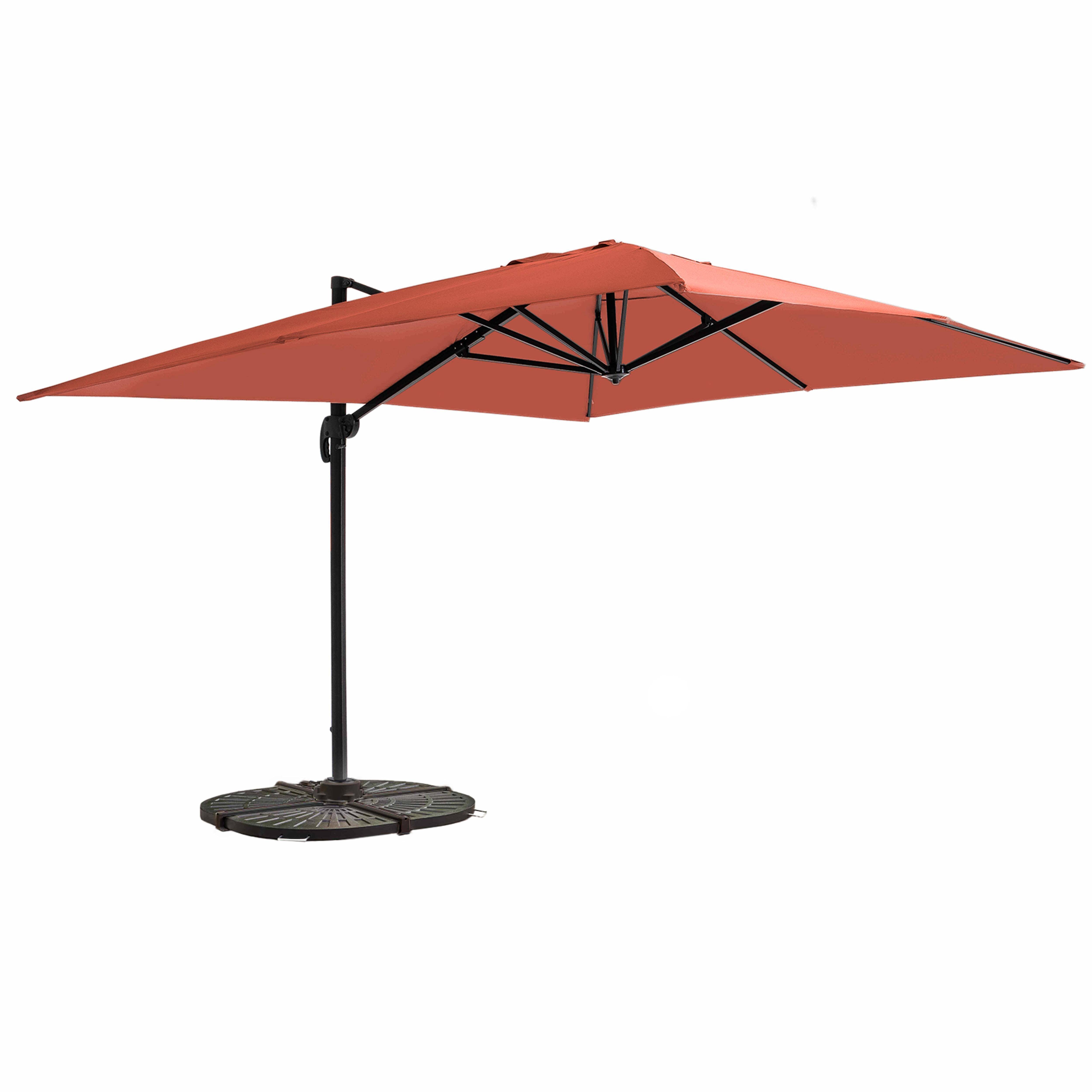 Oviala - Parasol déporté 3x4m inclinable rotatif + 4 dalles lestées terracotta  Caserta - Oviala - Image 1