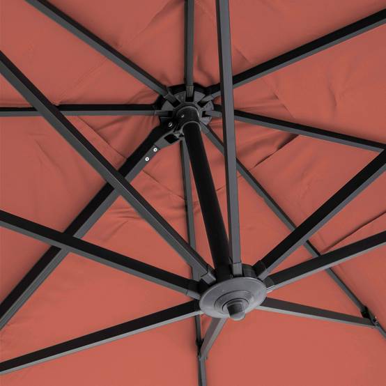 Oviala - Parasol déporté 3x4m inclinable rotatif + 4 dalles lestées terracotta Caserta - Oviala - Image 6