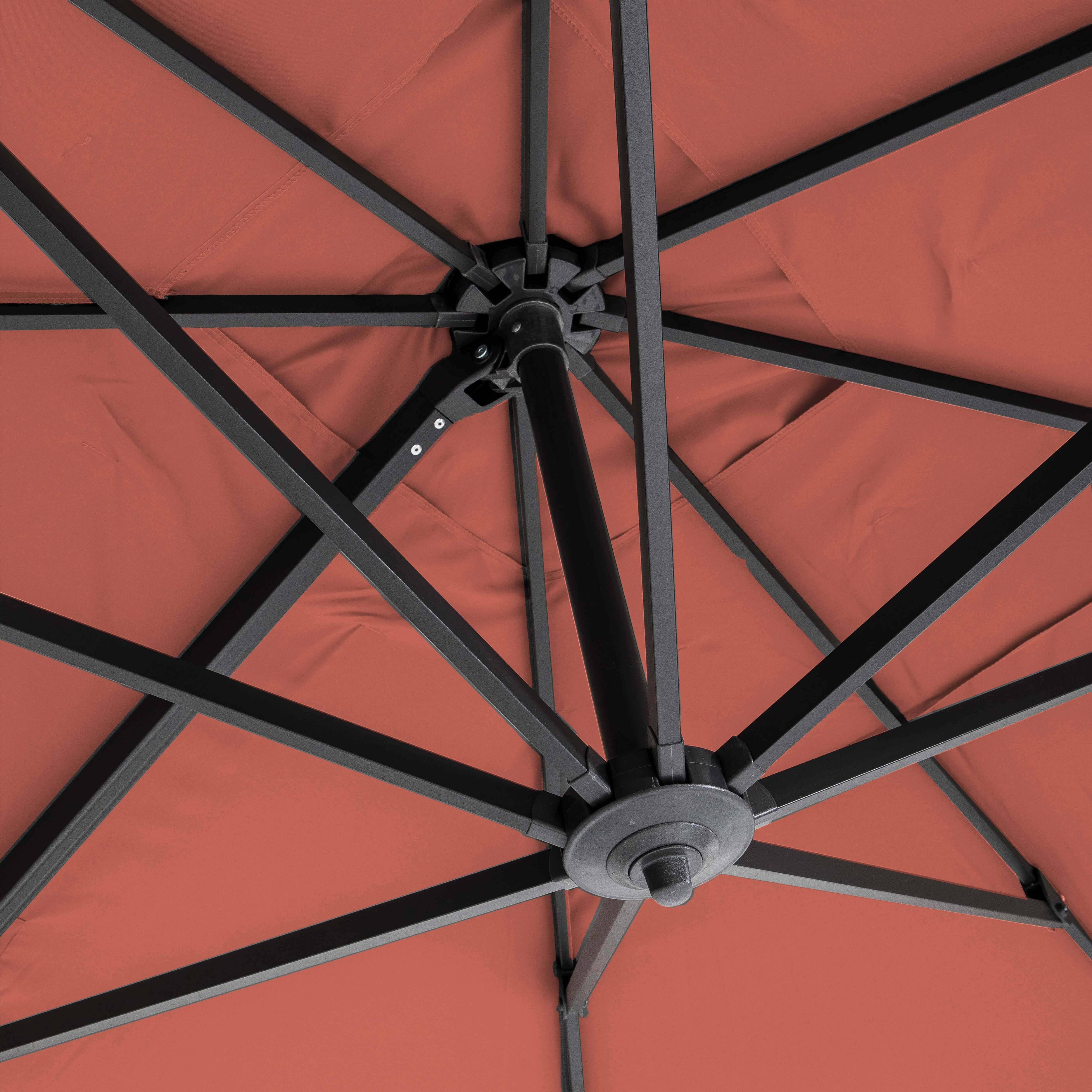 Oviala - Parasol déporté 3x4m inclinable rotatif + 4 dalles lestées terracotta  Caserta - Oviala - Image 6