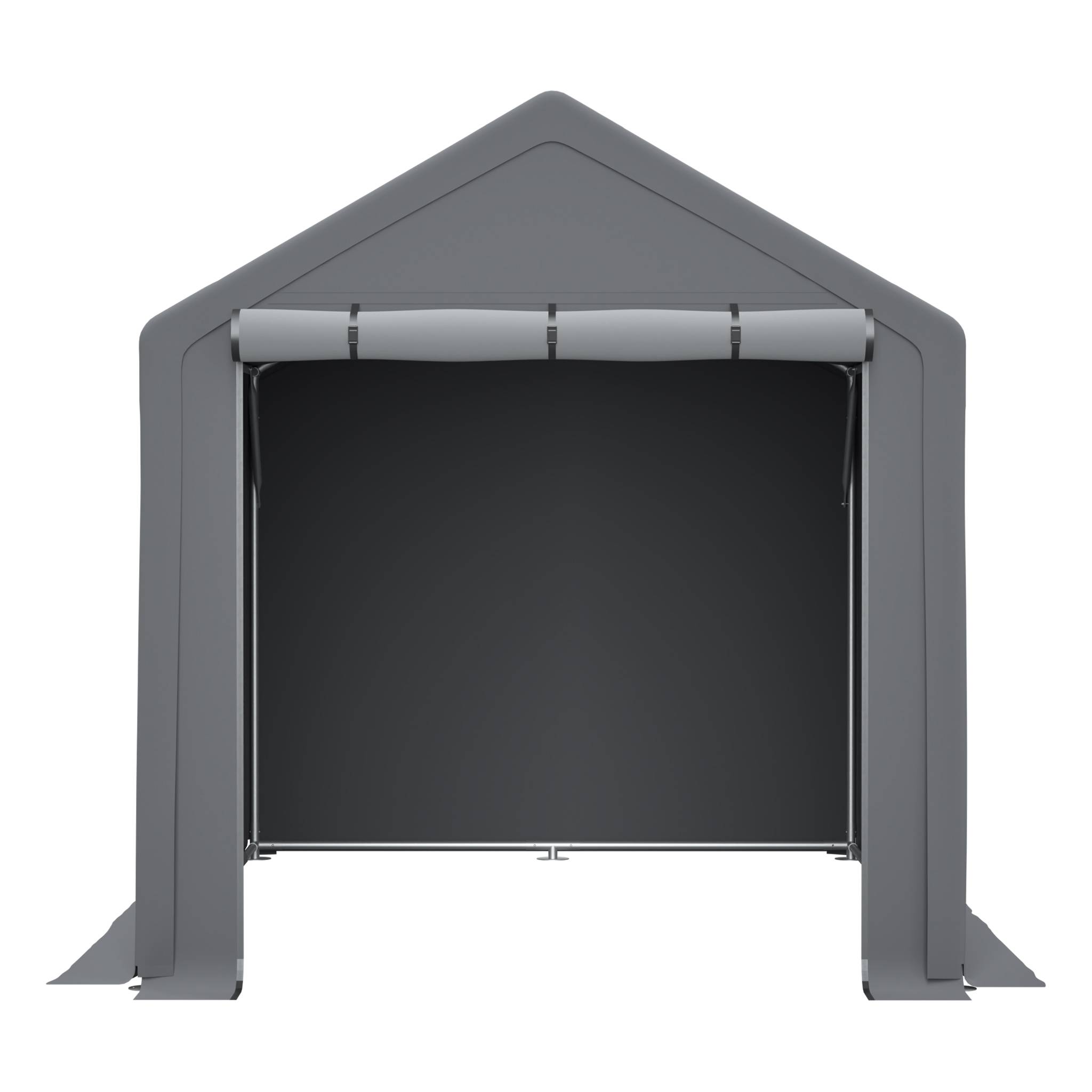Carport vélo/stockage 296×190×200 cm, bâche imperméable anti-UV, acier galvanisé gris - Image 7