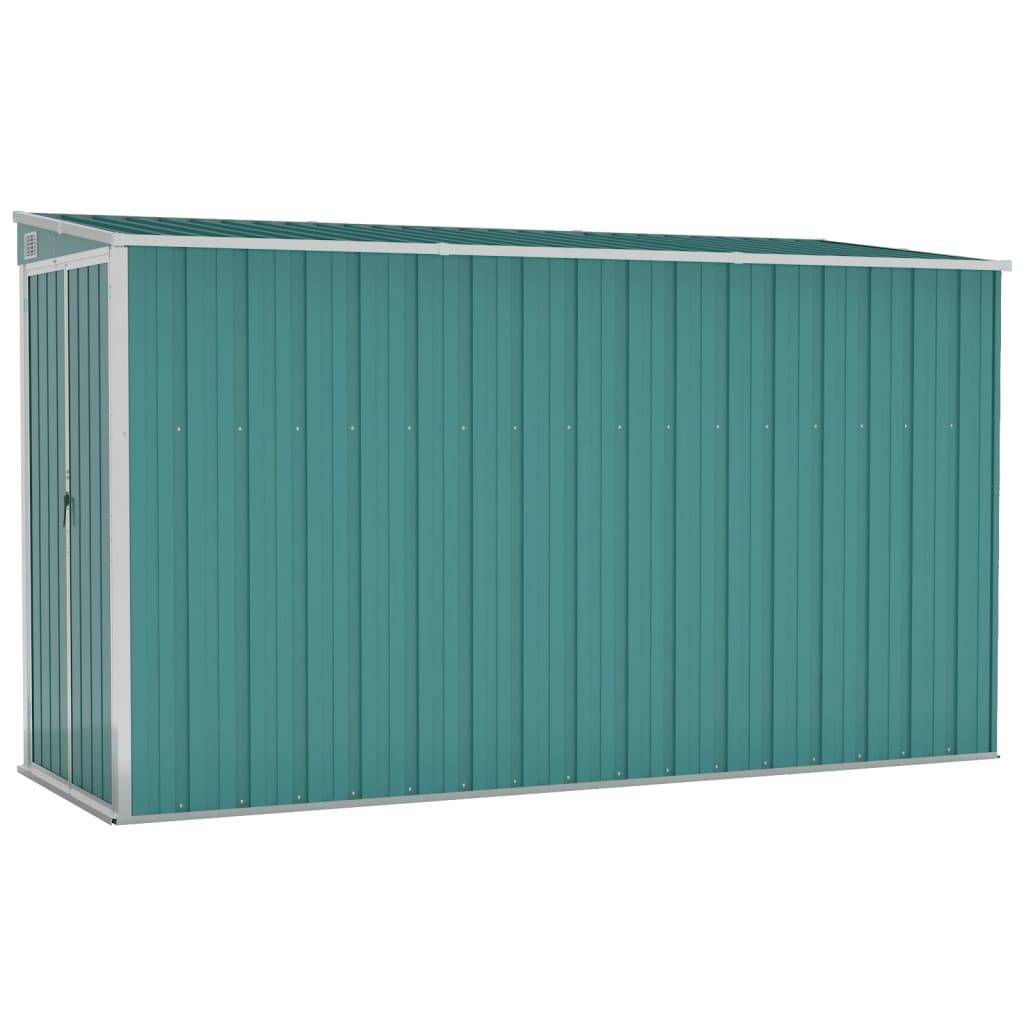 Helloshop26 - Abri de jardin cabane cabanon maison de stockage remise extérieur hangar outils robuste mural 118 x 288 x 178 cm acier galvanisé vert - Image 1