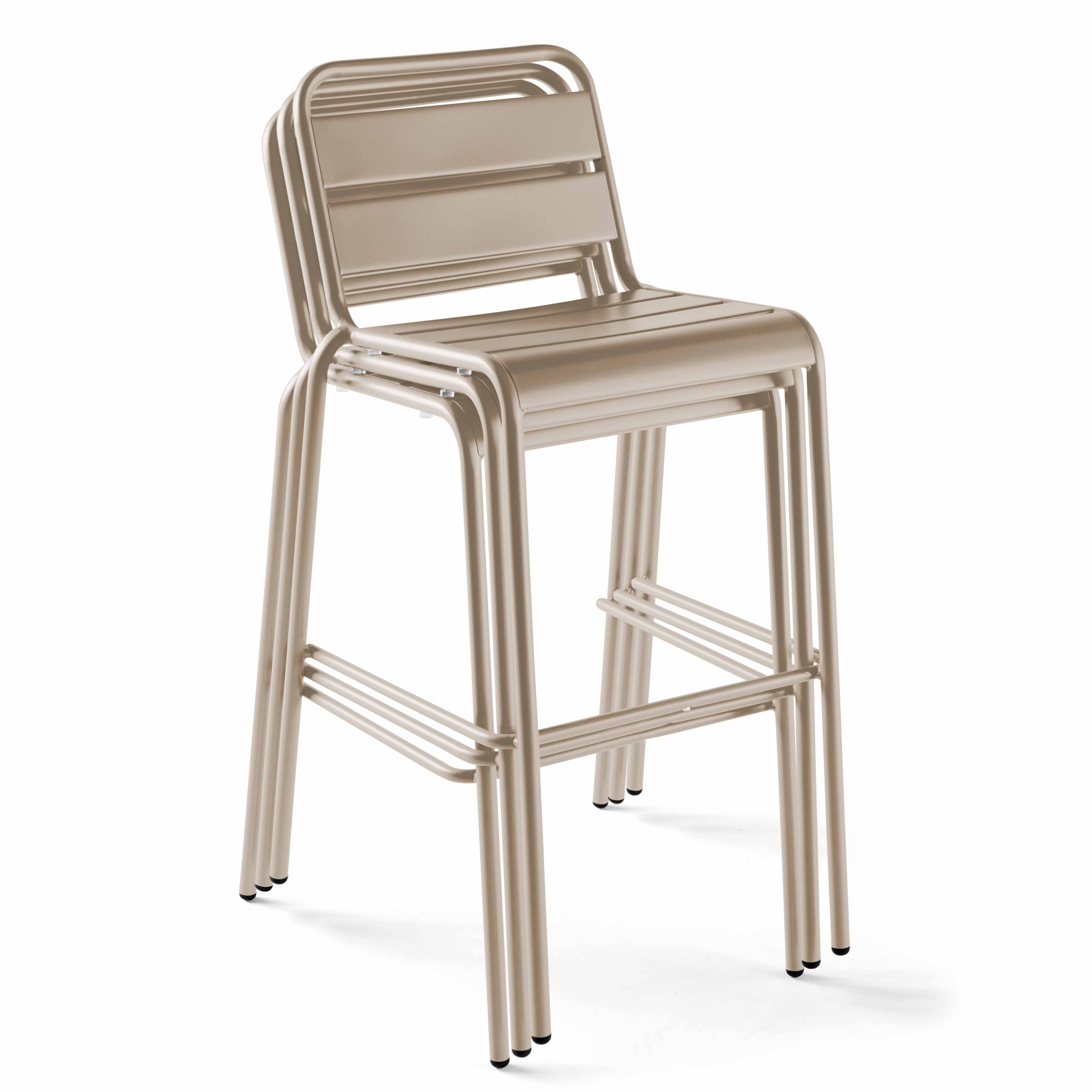 Oviala - Chaise haute de jardin en métal taupe Palavas - Oviala - Image 3
