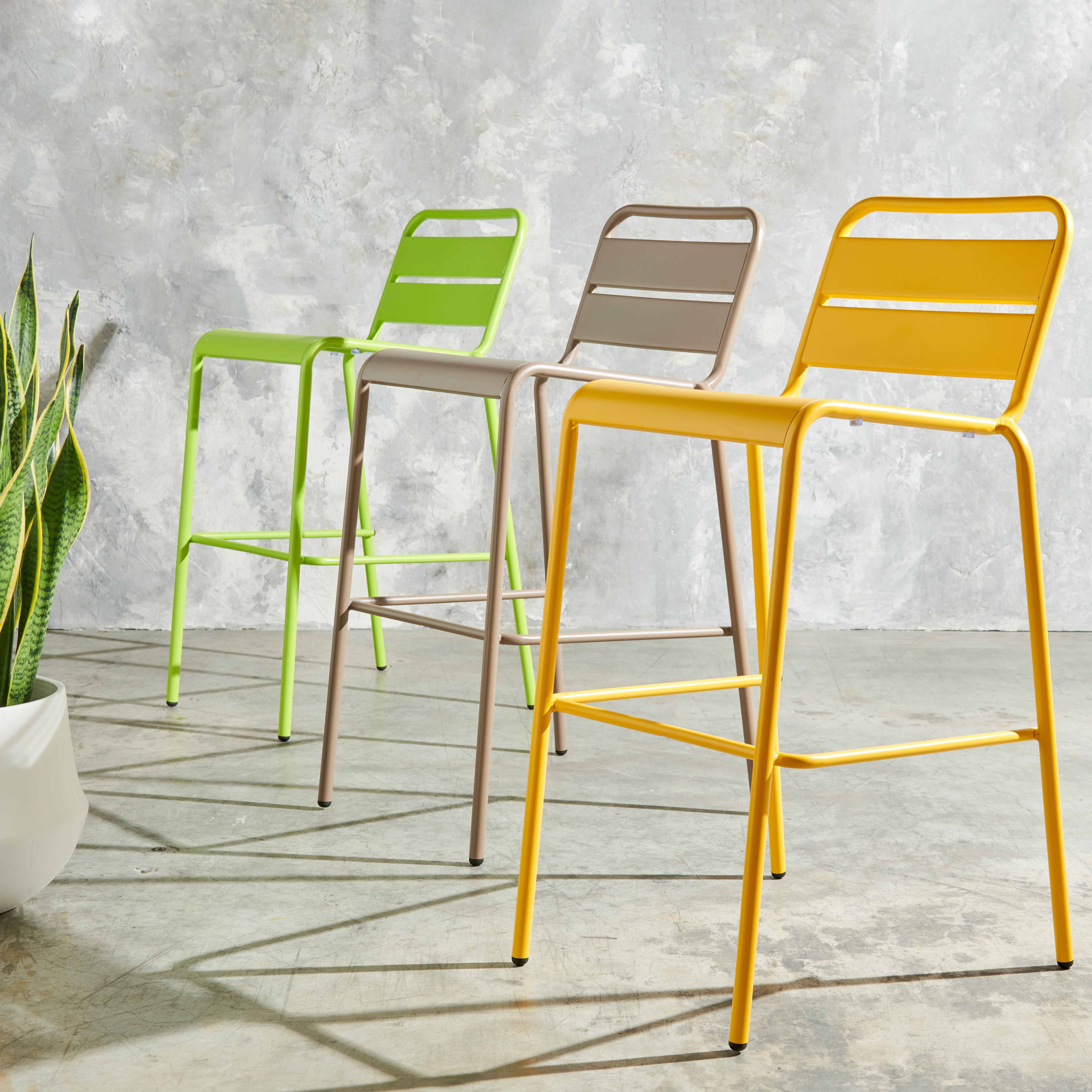 Oviala - Chaise haute de jardin en métal taupe Palavas - Oviala - Image 6