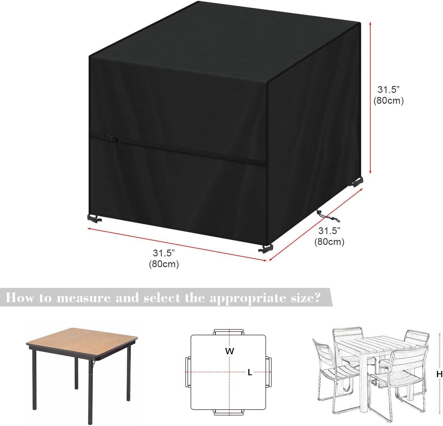 IntiMeg - Housse de table basse de jardin, 80 x 80 x 80 cm, housse de protection pour table de jardin, housse de brasero carré, tissu Oxford 420D, imperméable - Image 7