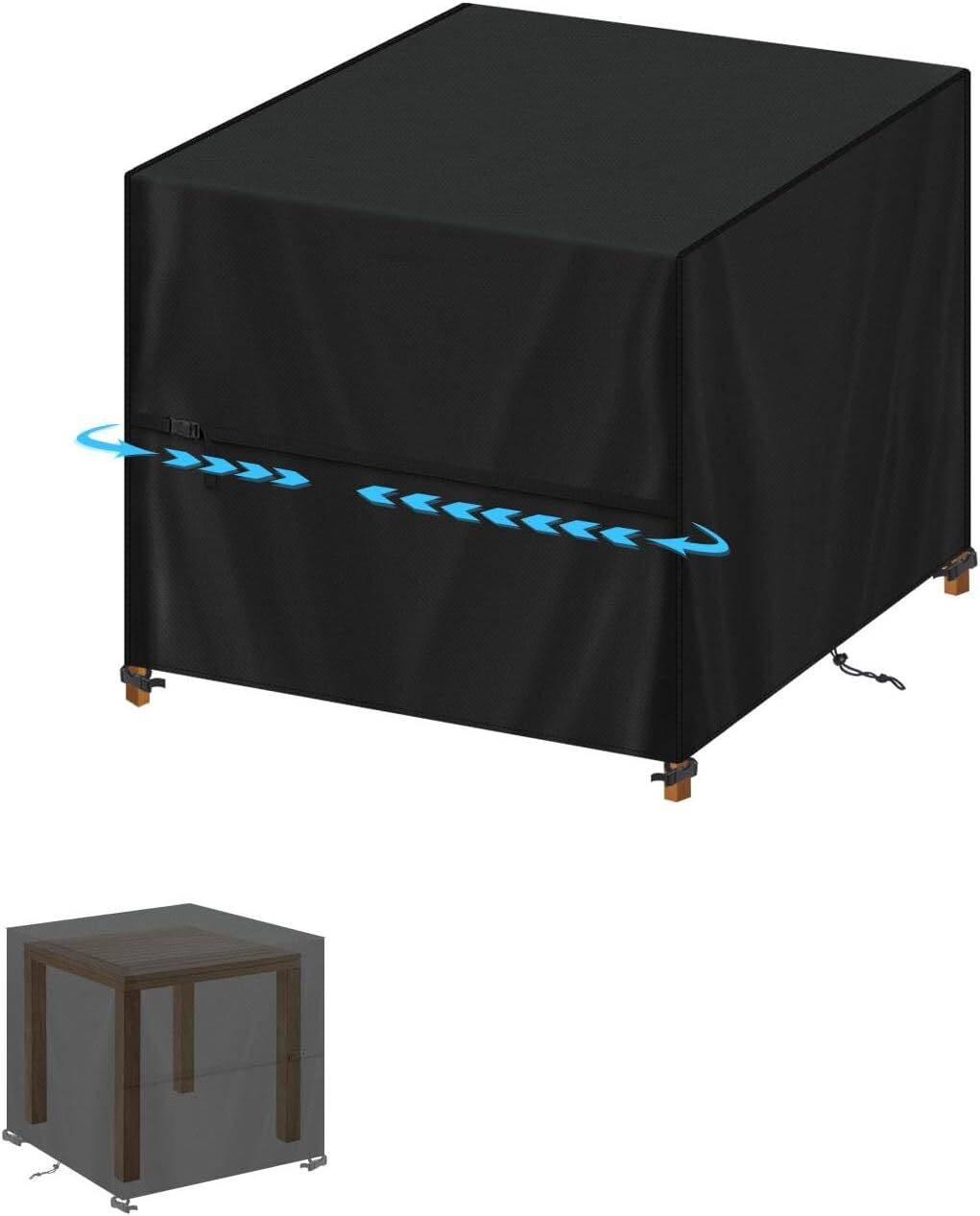 IntiMeg - Housse de table basse de jardin, 80 x 80 x 80 cm, housse de protection pour table de jardin, housse de brasero carré, tissu Oxford 420D, imperméable